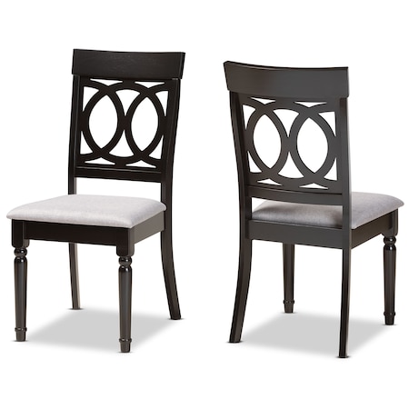 Baxton Studio Lucie Modern and Contemporary Grey Fabric and Espresso Brown Finished Wood 2-Piece Dining Chair Set 176-10538-Zoro